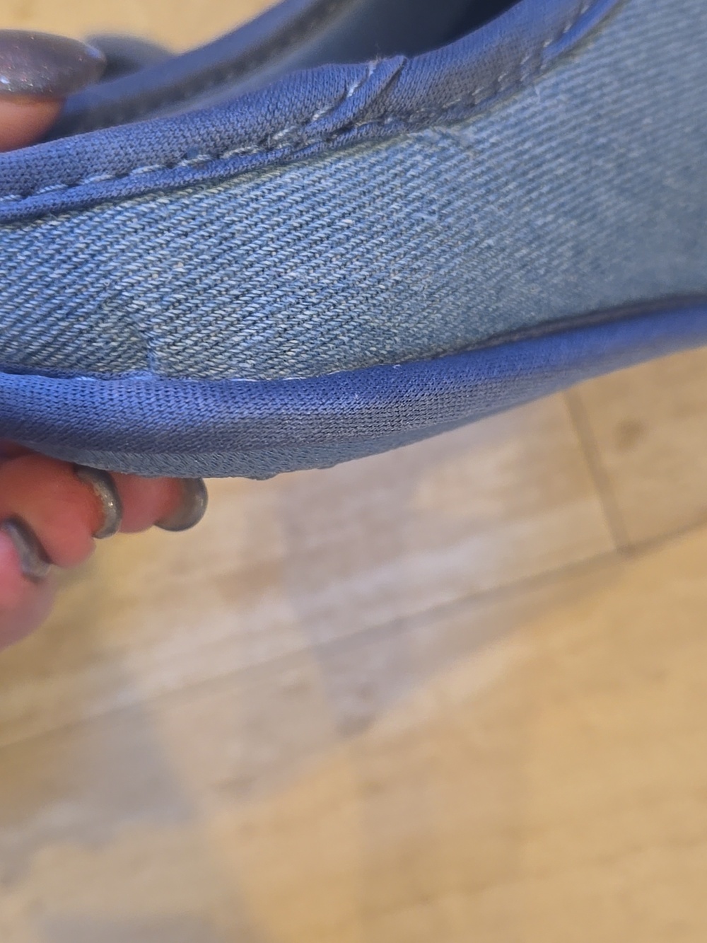 Rae Dunn "Rise and Shine" Denim Blue Slippers - Picture 11 of 11